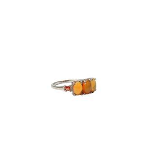 Designer Womens 925 Silver Ethiopian Opal Trinity Ring Sz 7 2.8g